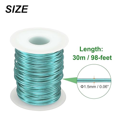 HARFINGTON Bonsai Wire Anodized Aluminum Training Wire Roll 1.5mm/15 Gauge 98ft Length Bendable Bonsai Tree Wire for Garden, Horticulture, Landscape, Planting, Light Blue