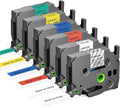 Compatible for Brother P-Touch Label Tape for PTD210 D220 H110 H111 Replace for Brother Label Maker Tape 12mm 0.47 White Laminated & Red/Blue/Green/Yellow/Clear Multi-Color Set for D410 600 610BT,6-PK