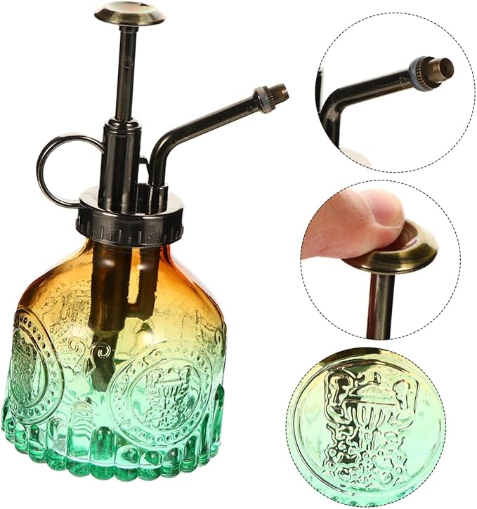 GALPADA Vintage Embossed Glass Plant Mister Gradient Water Spray Bottle for Gardening for Houseplant Care and Maintenance