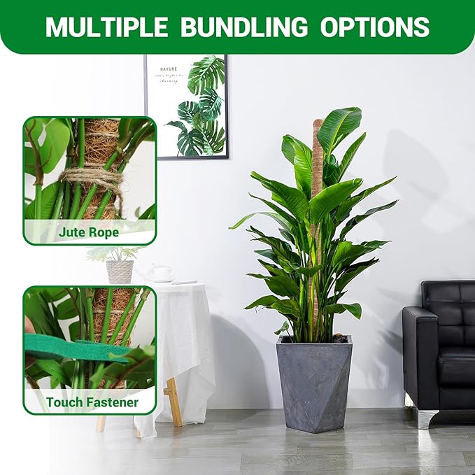 51-Inch Moss Pole Monstera Plant Support & Stakes for Climbing Plants, Bendable Moss Poles Kit with Coir & Aluminum Core for Indoor Potted, Stand & Trellis, Sticks Support (1 Pack)