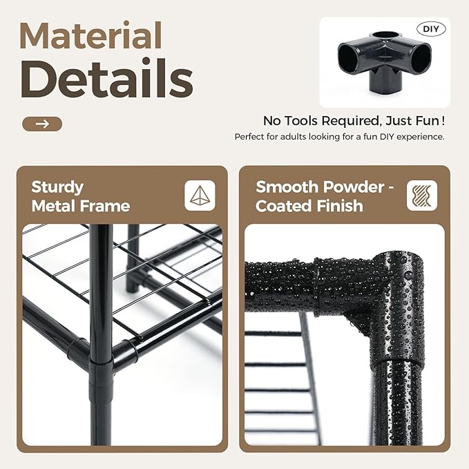 Bamworld Plant Stand Indoor Outdoor 11 Tier Tall Large Metal Plant Shelf Multi Tier Flower Stands Garden Shelves Wooden Plant Display Holder Rack for Living Room Corner Black