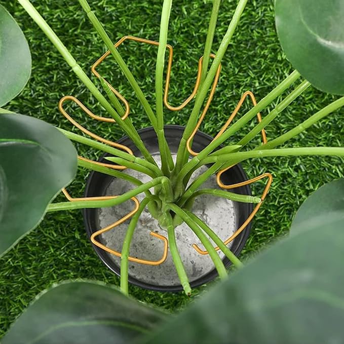Jiozermi 6PCS Golden Monstera Plant Support, Elegant Metal Plant Stem Support Stakes for Indoor Plants, Durable and Stylish Accessories for Healthy Growth and Stability