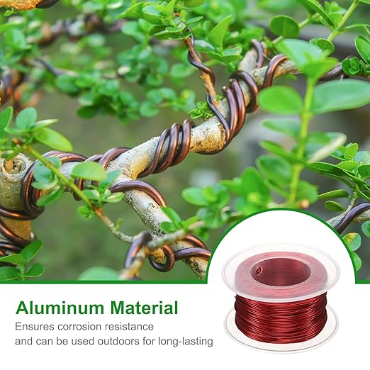 HARFINGTON Bonsai Wire Anodized Aluminum Training Wire Roll 0.8mm Gauge 98ft Length Bendable Bonsai Tree Wire for Garden, Horticulture, Landscape, Planting, Red