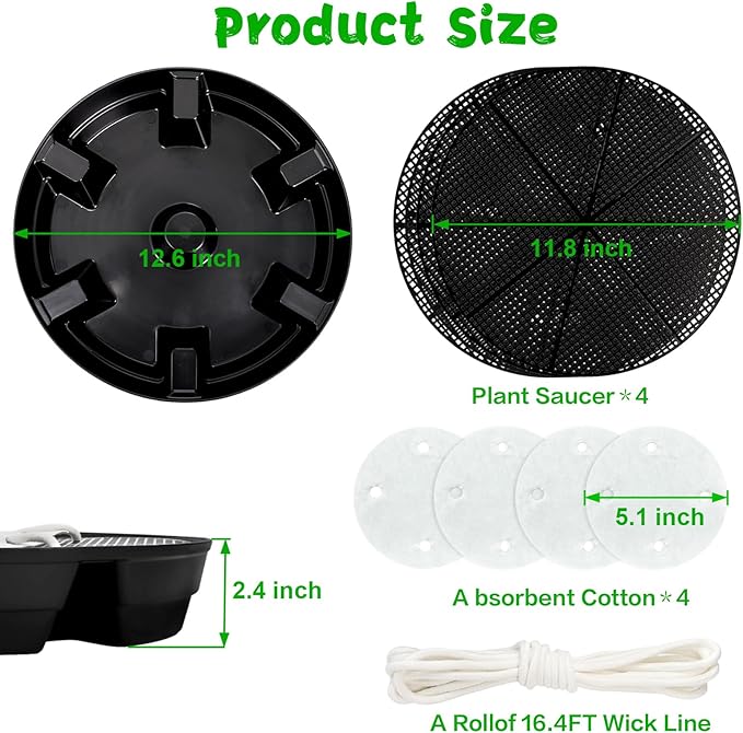 Bekith 4 Pack Self Watering Fabric Pot Base, Auto-Irrigation System Plant Saucer for 5 Gallon Fabric Pots, Auto Watering Plant Water Tray for Indoor Grow Tents, Greenhouses, Outdoor Gardens