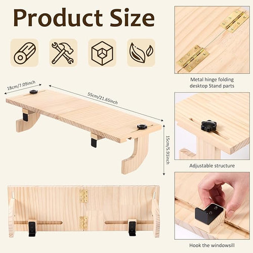 1 Pcs Natural Window Sill Plant Shelf for Plants 21.7 x 7.1 x 5.9 Inch Windowsill Extender Window Plant Floating Shelves No Drilling Wooden Bracket for Cat Perch Planters (Right Angle)