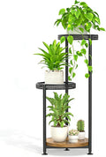 Oppro 3 Tier Large Plant Stand Indoor Outdoor Clearance, Metal Flower Shelf Pot Holder, 10in Wide Multiple Plants Tall Corner Display Rack for Patio Orchid Office Porch Living Room Garden, Black