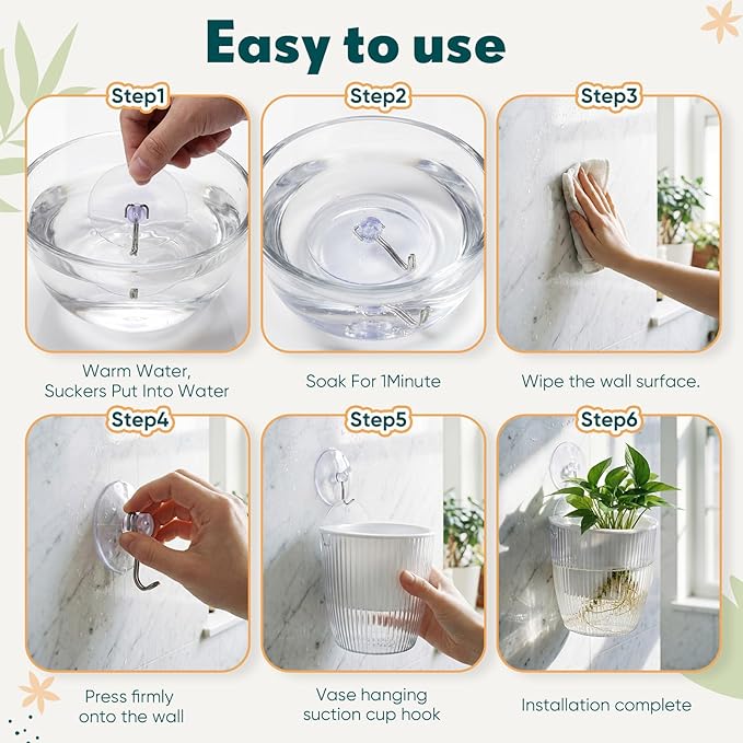Hushee 4 Set Window Hanging Propagation Stations with Suction Cups Plastic Propagation Vases Propagated Plant Holder Wall Pots for Indoor Plants Office Home Garden Decoration Lover Gift (Clear)