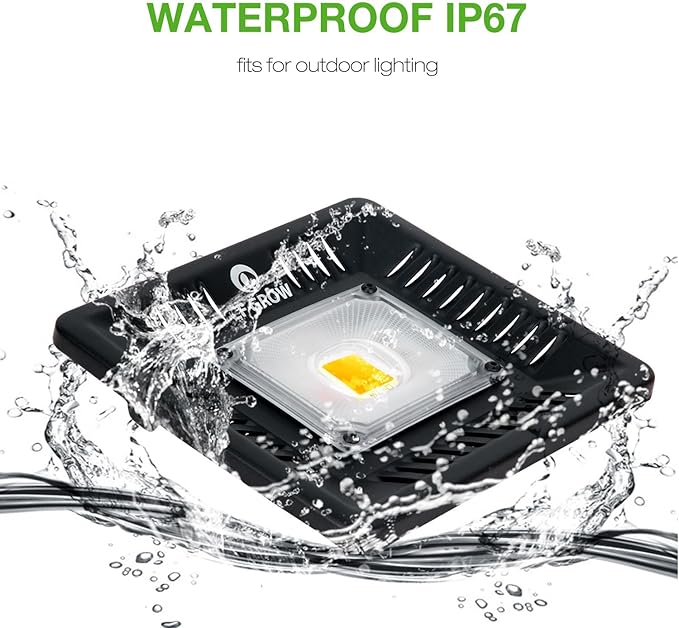Waterproof 100W LED Grow Light Full Spectrum, CFGROW 3500K White COB LED Grow Light, Natural Heat Dissipation Without Noise, Suitable for Plants All Growing Stage Indoor or Outdoor.