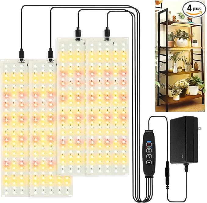 LINGSFIRE 4PCS LED Grow Lights, 40w Full Spectrum Grow Light 540 LEDs Grow Lights for Indoor Plants with Timer Dimmable Thin Grow Light Panel for Under Cabinet Plant Seedlings Flowers Veg and More