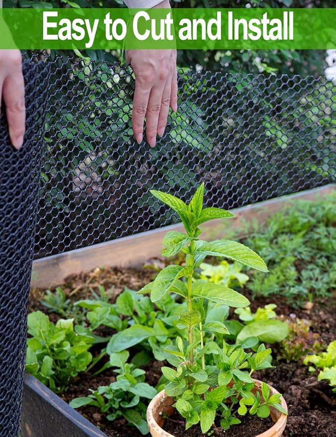 16In x 15Ft Plastic Chicken Wire Mesh Fencing, TOYPOPOR 500GSM Durable Heavy Duty Hexagonal Chicken Wire for Cat Dog Fencing, Garden Fence, Aquarium, Moss Pole, Aperture 0.4'', Rustproof, Easy to Cute