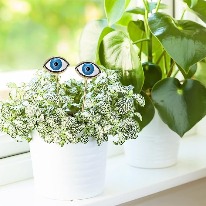 Tuitessine Resin Plant Eyes Stakes Set of 2, Eyeball Garden Plant Accessory, Evil Eye Plant Picks, Indoor Outdoor Plant Pot Decoration, Plant Lover, Plant Mom, Plant Lady Idea