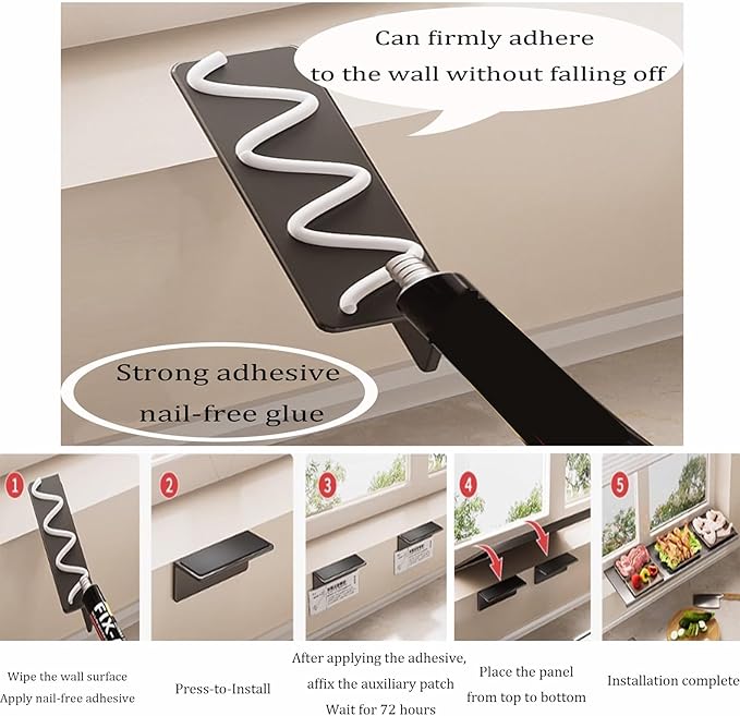 AWSAD Window Sill Extender 24x10in Countertop Extension Board with Magnetic Base Carbon Steel Ledge Plant Shelf for Kitchen, Bathroom (Black, 23.6x9.8in)