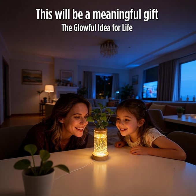 2Pack Plant Propagation Station with 9-Level Adjustable LED Light, Glass Planter Station with Waterproof Lighted Wooden Base, Desktop Hydroponic Plants Terrarium Vases Jars for Home & Office Decor