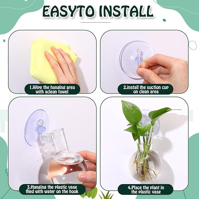 Baderke 6 Pack Window Propagation Stations Plastic Wall Hanging Planter with Suction Cups Brush Window Suction Plant Holder Vases Tubes Terrarium for Home Office Decor(Bulb)