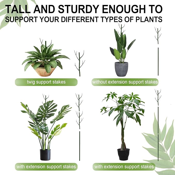 Plant Support Stakes for Indoor Plants,Trellis for House Potted Plants Flower,Monstera Support Sticks with Orchid Clips,Twist Ties(2 Pack Brown)