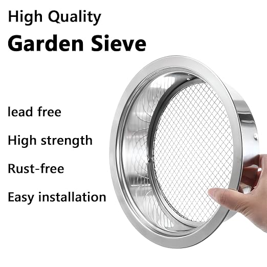 Kifmurase Stainless Steel Soil Sifter for Gardening, Sand Sifter Tool with Interchangeable Mesh Screens(1,3,6,9,12mm) and Scoop Shovel, Bonsai Soils Scoops Set, Garden Sieve Soils Sifters for Gravel