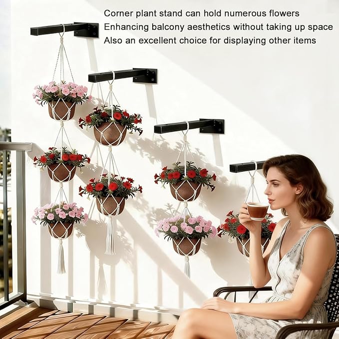 Window Sill Plant Shelf Brackets,Over The Garden Wall Corner Plant Stand Brackets Heavy Duty, Above Bed Wall Decor Storage Bracket 12 in Suitable for Gardens,Kitchens,RVs,etc