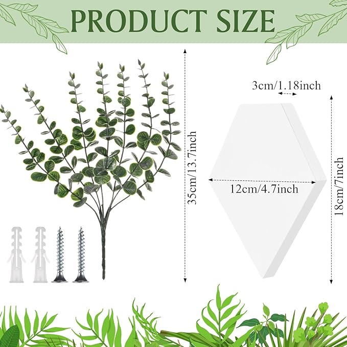 Chunful 2 Pcs Wooden Wall Planter Decor Hanging Fake Plants Greenery Flowers Holder Vase Boxes for Wall Bohemian Farmhouse Room Kitchen Office Indoor Decoration(White,7.1 x 4.7 x 1.2 Inches)