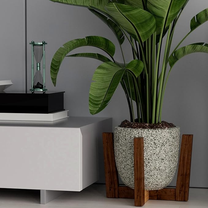 Plant Stand Indoor, Tall Stool Plants Holder for 5-15 Inch Pot, Bamboo Flower Pot Stand for Indoor Plants, Small Single Floor Plant Stand, Walnut