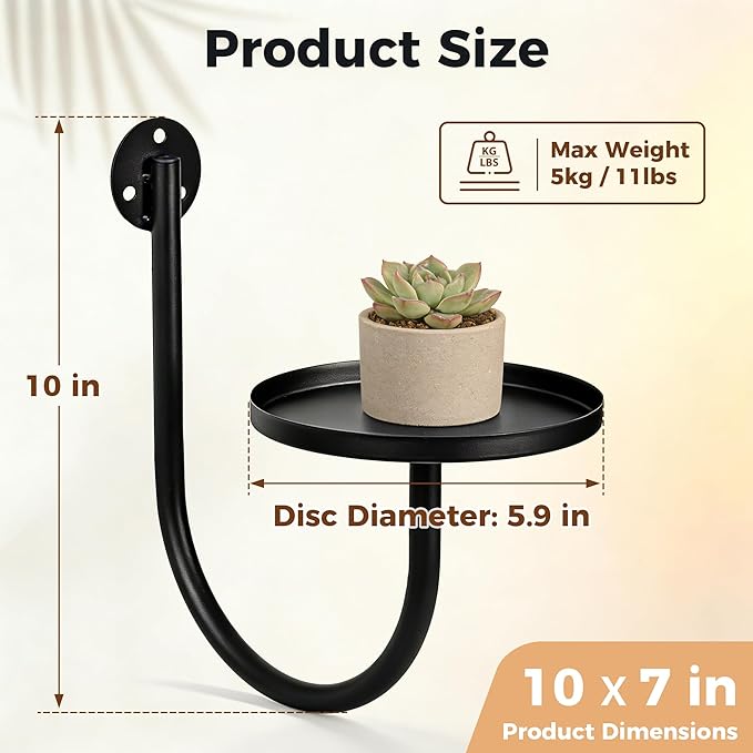 Wall Plant Holders for Indoor Plants, 3 Pack Metal Wall Mounted Plant Shelves，Modern Window Plant Hanger, Space Saving Hanging Planters for Living Room Bedroom Kitchen Bathroom Office Decor, Black