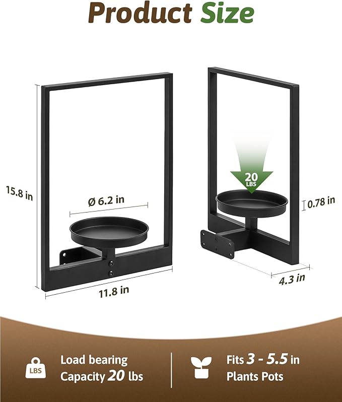 GENTINGBRO Wall Plant Holder Wall Planters for Indoor Plants Plant Wall Shelf Plant Hanger Indoor Hanging Plant Holder Wall Decor Plant Frame for Living Room Window Balcony