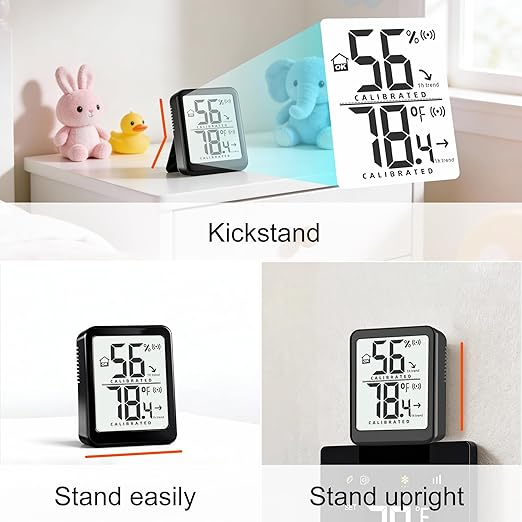 Antonki 2 Pack Room Thermometer Small Hygrometer Indoor Humidity Monitor Sensor, Digital Temperature and Humidity Meter Gauge for Home, Baby Nursery, Reptile, Greenhouse - Battery Included