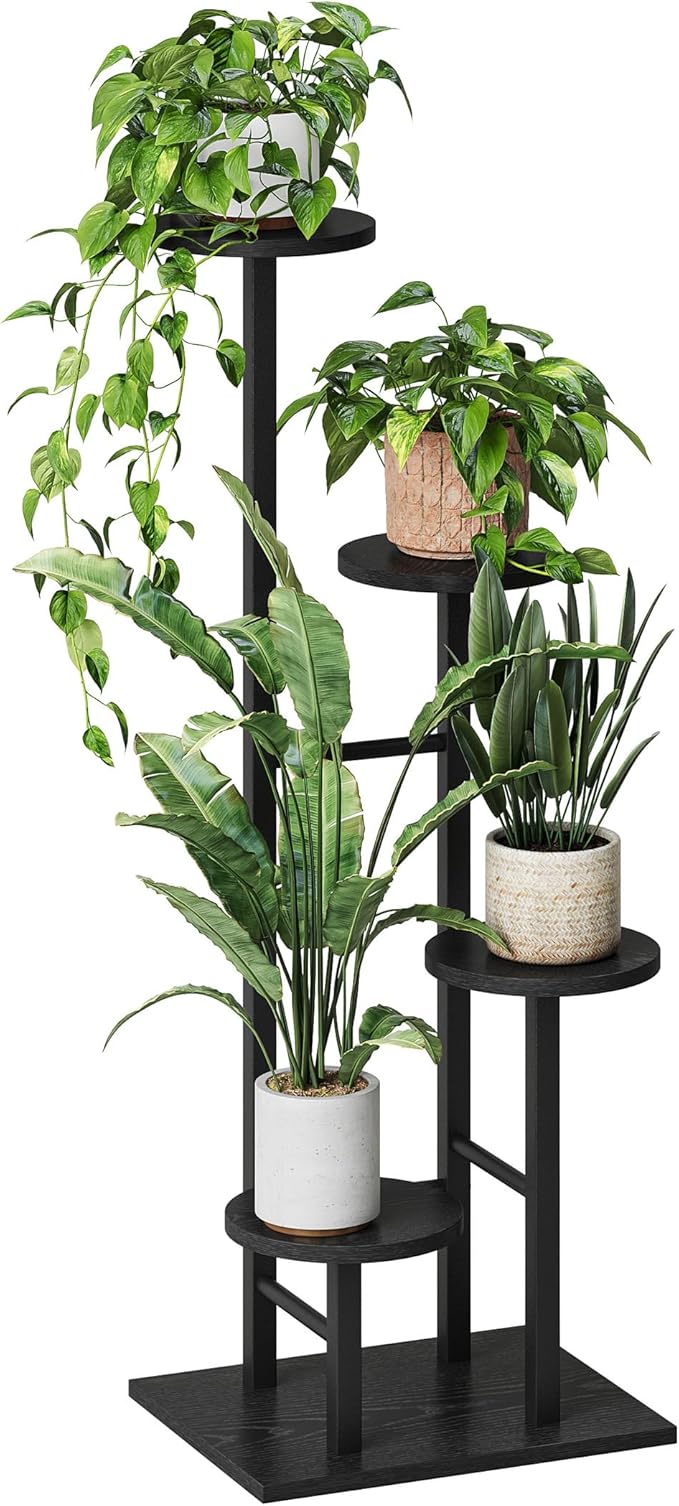 5 Tier Plant Stand Indoor, Corner Plant Shelf, Plant Shelves Organizer, Flower Stand for Multiple Plants, Tall Wood Plant Shelf Holder for Indoor, for Living Room, Balcony GPS108BW