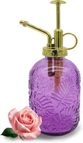 Glass Plant Mister Spray Bottle, 350ML Vintage Plant Spritzer, Succulent Watering Bottle Glass with Top Pump, Small Plants Sprayer Watering Can for Indoor (Purple)