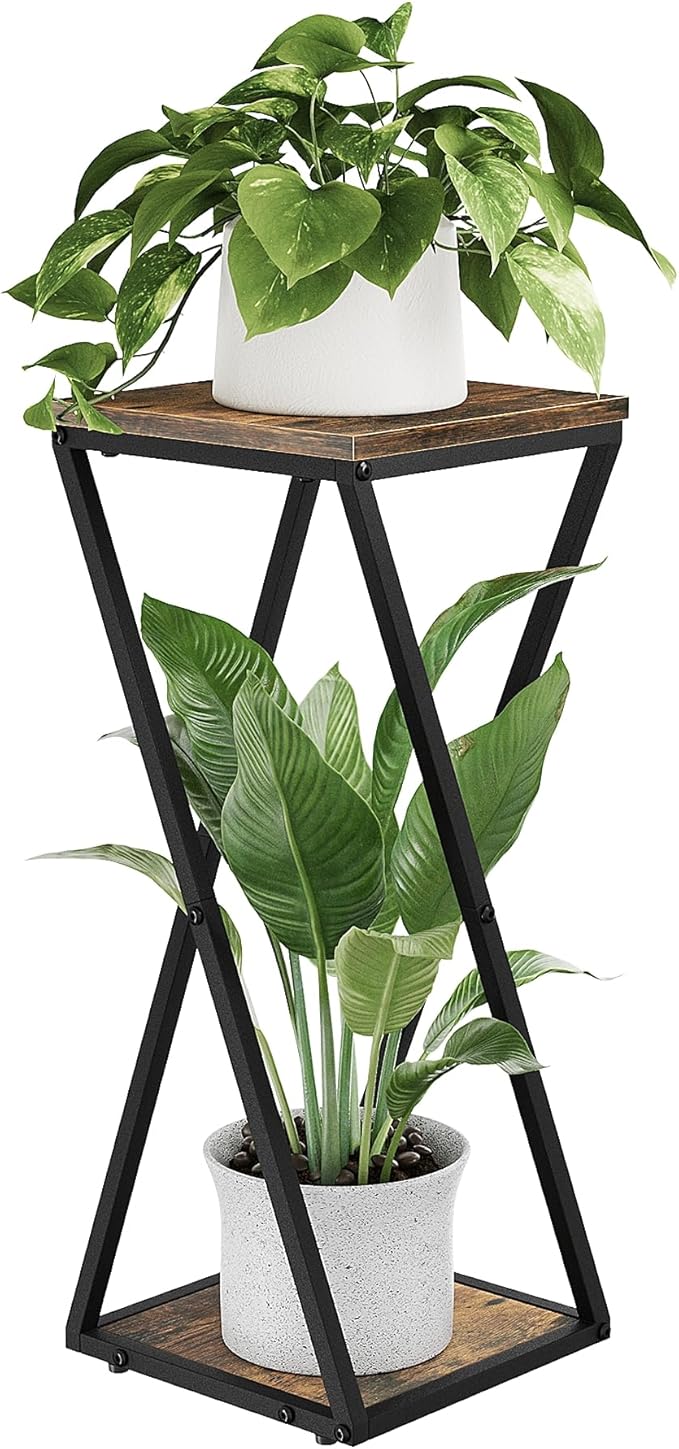 Bamworld Tall Plant Stand Indoor Corner Plant Shelf Tiered Plant Stand Wood Plant Table Heavy Duty Flower Pot Stands Metal Plant Holder for Living Room Bedroom Hallway(Brown)