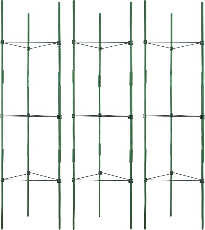 Gardzen 3-Pack Tomato Cage, Plants Support, Trellis Climbing Triangular Cage, Stand for Pepper Eggplant Tomato Flowers