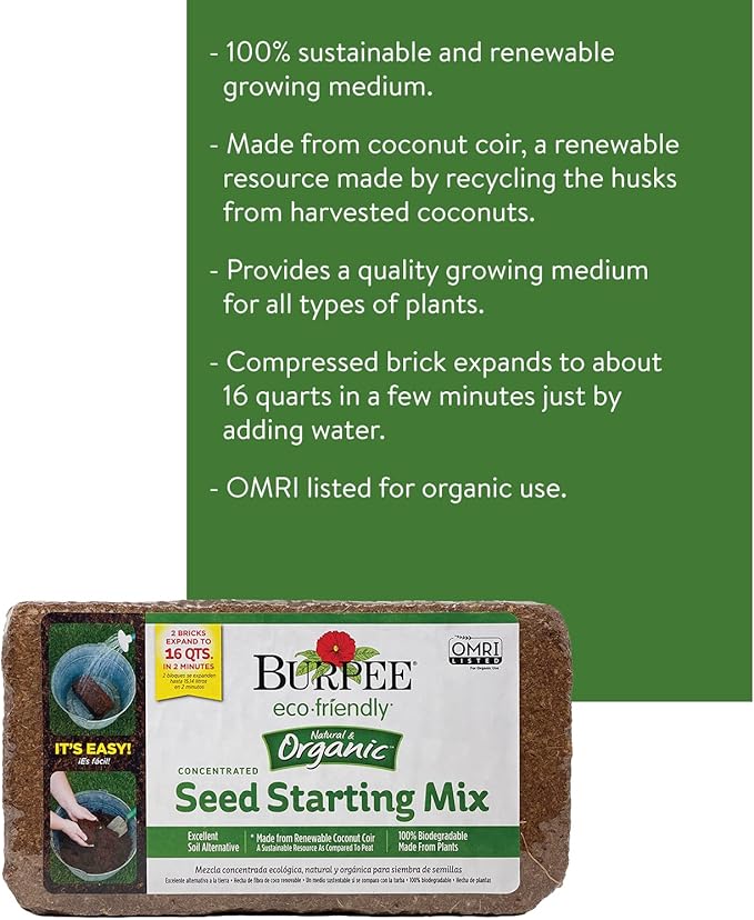 Burpee SuperSeed Windowsill Seed Starting Kit + Organic Coconut Coir Seed Starting Mix