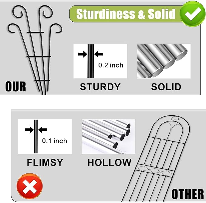 2 Pack 31 Inch Black Coated Wave Pot Metal Trellis Stakes for Climbing Plants Patio Plant Support for Outdoor,Rose, Vegetable Flower, Backyard