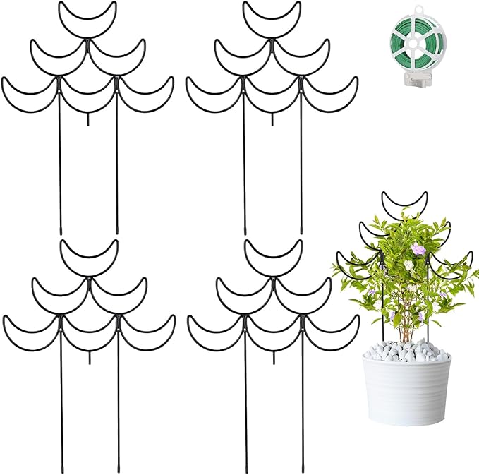 Yhtpouqe 4 Pack Metal Plant Trellis for Climbing Plants Outdoor/Indoor - Sturdy Garden Trellis for Potted Plants, Rustproof Plant Suppor Stakes for Vine Ivy Pothos Monstera Hoya Flowers