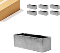 WGVI Long Rectangle Ceramic Planter Vase in Silver Etched 12" x 4" x 4"H, Block Rectangular Terrarium Box Pot, Flower Arrangement, Table top Centerpiece, Home Decor Storage Container, Bulk, 6 Pcs.