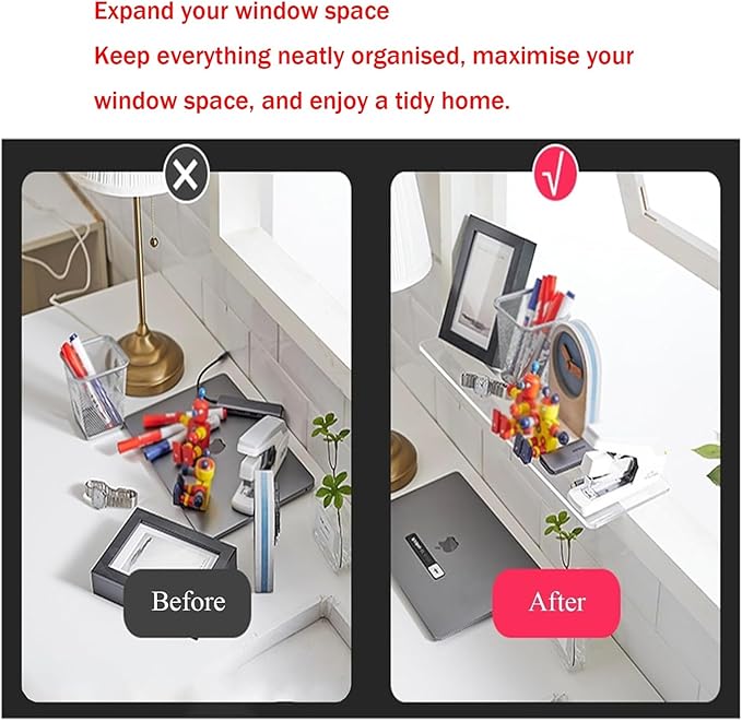 Window Sill Cover, Extension Shelves with Double-Sided Adhesive, Clear Acrylic, 0.19" Thick, Waterproof Windowsill Organizer/Windows Plant Shelf, for Kitchen Organization Storage(40x25cm)