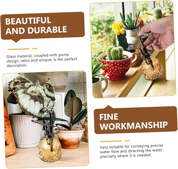 POPETPOP Glass Plant Mister Spray Bottle Vintage Design Precise Water Flow for Small Plants