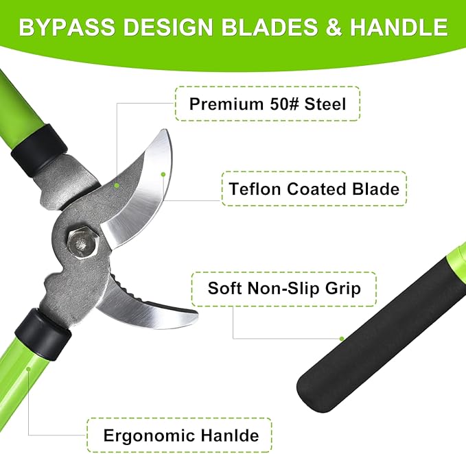 Loppers for Tree Trimming 15"Branch Cutter & Pruning Loppers Set Rust-Resistant Bypass Pruners Tree Trimmer Clippers,1"Cut Diameter,Short Handle Garden Shears Tools for Gardening Yard,Limb,Plant 2Pcs