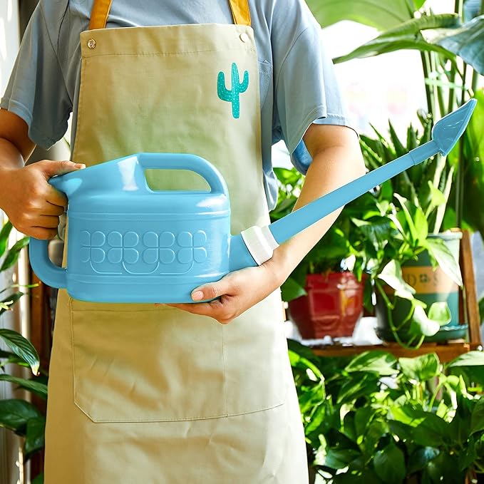 Garden Watering Can for Indoor & Outdoor Plants, Ebristar Plastic Watering Can 1 Gallon with Long Spout & Removable 360 Degree Rotation Sprinkler Head, Lightweight Watering Pot for Houseplants - Blue