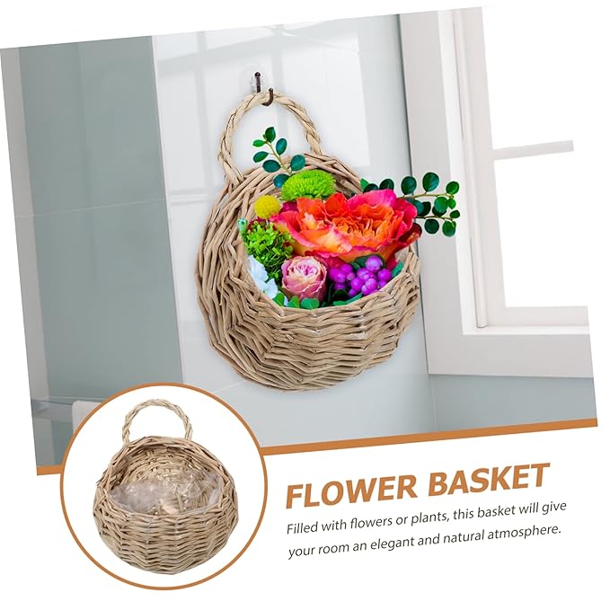 2Pcs Woven Hanging Basket Set Decorative Wall Hanging Planters for Home and Garden Vintage Style Storage Baskets Rustic Design