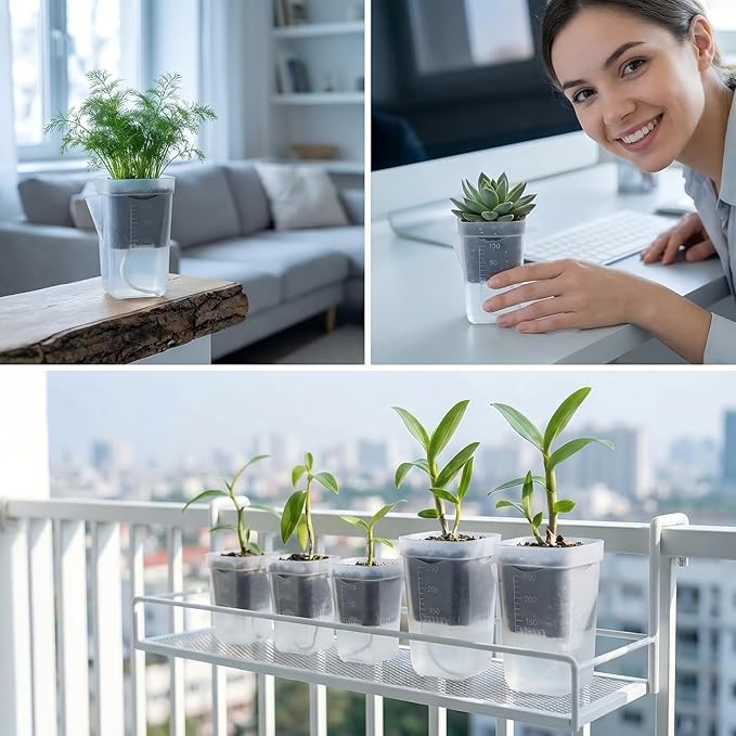 12 Pack 2.5 Inch Self Watering Pots for Indoor Plants, Clear Plastic Planters with Water Level Indicator, Semi Hydroponic Propagation Station for Succulents, African Violet and LECA