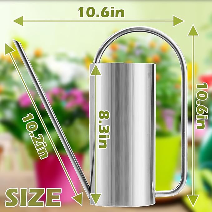 Watering Can Outdoor, 50 oz/1.5L Watering Can with Long Spout and Handle, Stainless Steel Garden Watering Pot for Outdoor and Indoor Plants