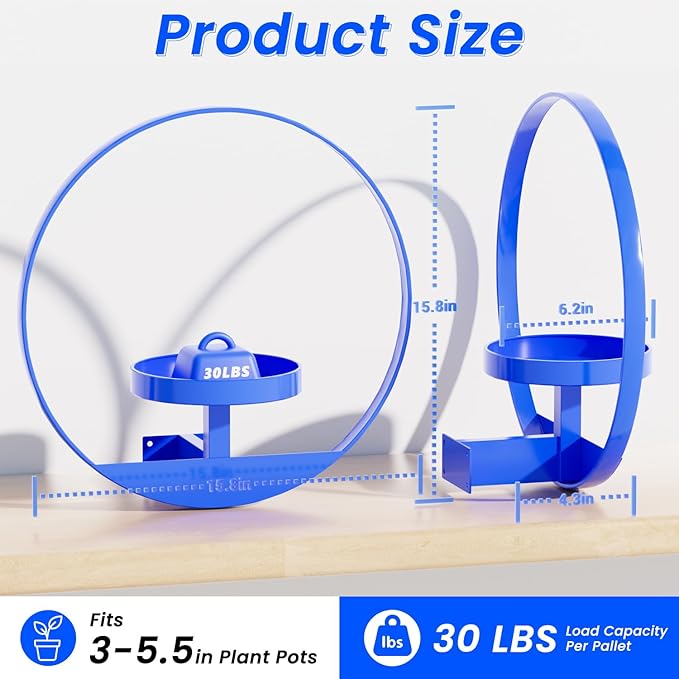 Plant Shelf, Hanging Frame Wall Decor Planters for Indoor Plants, Hanging Plant Holder for Living Room/Bathroom/Entryway/Garden, Garden Shears Included (Circle-Blue, 2pcs)