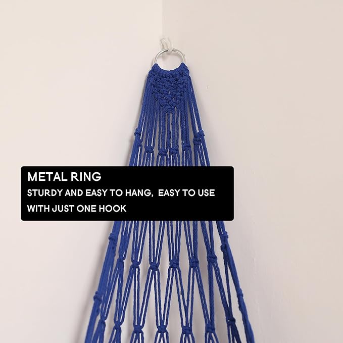 Amdermi Novel Stuffed Animal Hammock Corner Hanging Net for Stuff Aniaml Storage Macrame Toy Display Plush Toy Holder-Perfect for The Tiny Space Walls (blue, XXL)