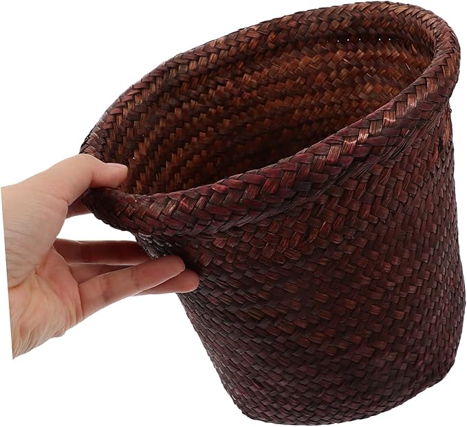 DOITOOL Woven Wicker Laundry Basket Seagrass Plant Basket Wicker Basket Planter Rattan Plant Pot Balcony Flower Pot Succulent Planter for Indoor Balcony Garden Fruit Basket 18cm Picnic Basket