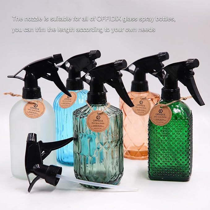 OFFIDIX Fine Mist Plant Mister Glass Spray Bottles with Adjustable Nozzle for Gardening and Cleaning Work (Green),2 Pack Plant Mister Sprayers Watering Nozzles Replacement