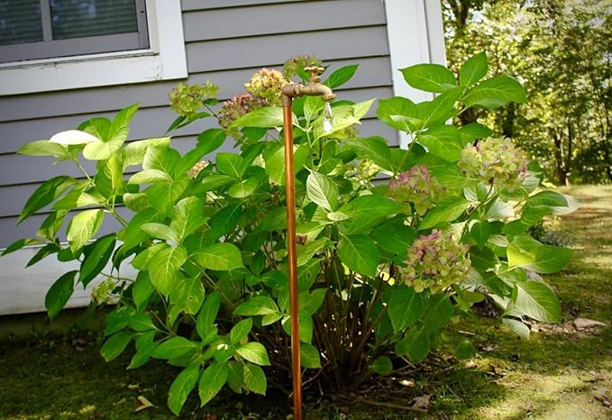Floating Crystal Droplet Copper Garden Sculpture - Whimsical Metal Faucet Stake for Outdoor Decor - Unique for Gardeners