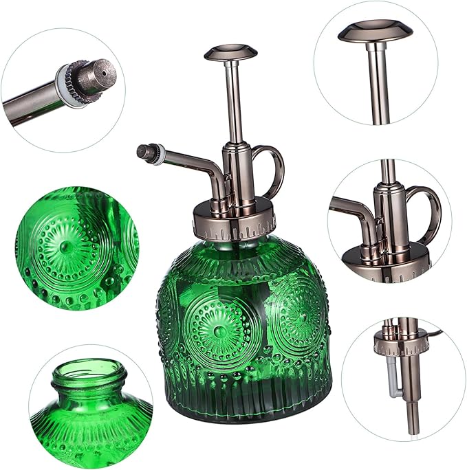 Totority Unique Design Embossed Glass Plant Mister Capacity Easy to Use for Indoor Plant Misting