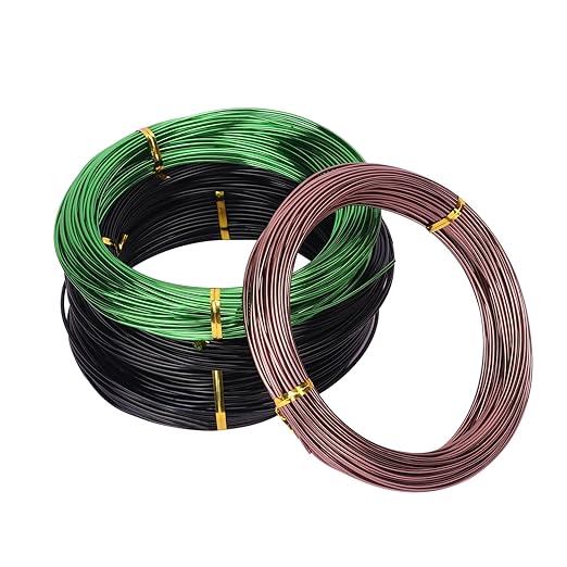 5 Roll 98 Feet Color Aluminum Bonsai Training Wire, Anodized Bonsai Training Wires with Cutter, 1.0mm, 1.5mm, 2.0mm Bonsai Wire for Tree Shaping & Plant Training(490 Feet Total)