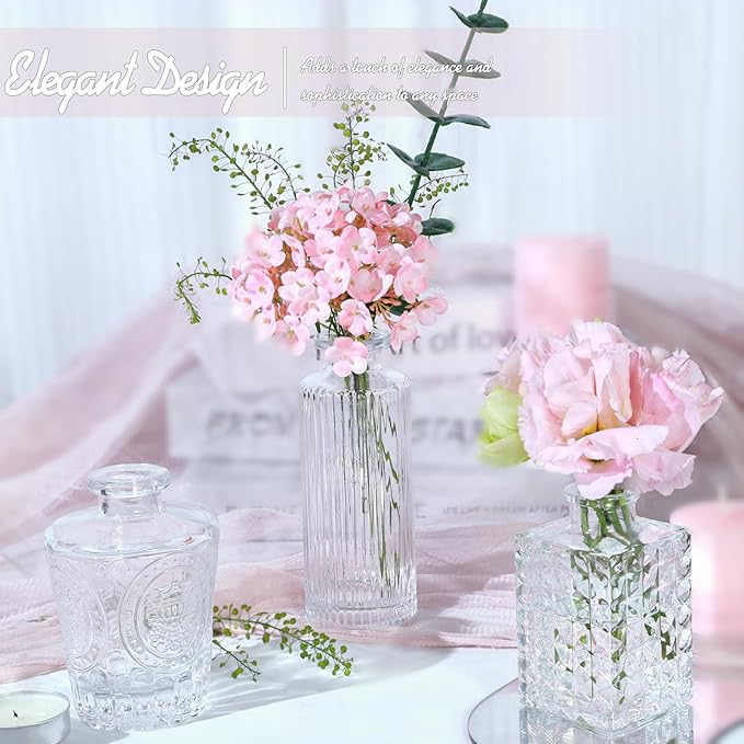TBWIND Glass Bud Vase Set of 24, Small Clear Flower Vases for Centerpieces in Bulk, Mini Vintage Vase for Wedding Decor, and Home Table Décor