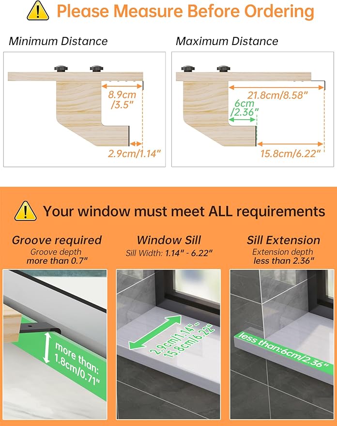 NiHome Wooden Window Sill Extender for Plants, No Drill Window Ledge Extender & Plant Shelf, Easy Installation Renter Friendly 21.2" x 11.8" Sill Extender
